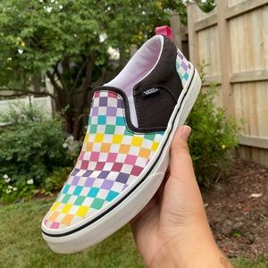 Rainbow checker vans gently worn